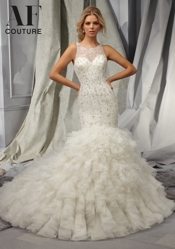 AF Angelina Faccenda Couture by Mori Lee Wedding Dress 1284 Ivory Size 12  on Sale