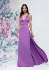 Bridesmaids Dress: Morilee Bridesmaids Collection: 3030013 - V-Neck Banded Bow Satin Bridesmaid Dress with Detachable Train