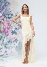 Bridesmaids Dress: Morilee Bridesmaids Collection: 3030015 - Soft Cowl Chiffon Bridesmaid Dress with Asymmetric Ruffle Skirt