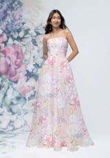 Bridesmaids Dress: Morilee Bridesmaids Collection: 3030018 - Strapless Draped Floral Printed Organza and Chiffon Bridesmaid Dress