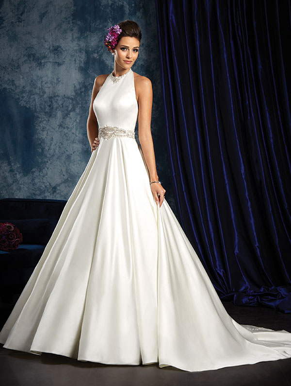 Wedding Dress ALFRED ANGELO SAPPHIRE 2016 Collection 963 Satin Halter Gown With Circular