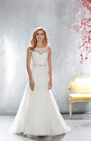 Wedding Dress - Madison - Style 4652 - ORGANZA WITH LACE APPLIQUES, ZIPPER BACK | Madison Bridal Gown