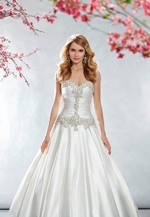 Wedding Dress - Madison - Style 4712 - BEADED SHIMMER SATIN, TIE BACK | Madison Bridal Gown