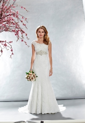 Wedding Dress - Madison - Style 4716 - LACE OVER SOFT MATTE SATIN, ZIPPER BACK | Madison Bridal Gown