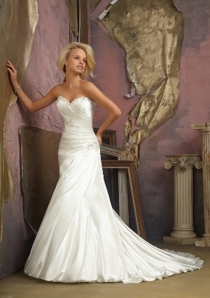 Wedding Dress - Mori Lee Bridal FALL 2012 Collection: 1865 - Jeweled Appliques on Soft Satin | MoriLee Bridal Gown