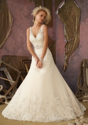 Wedding Dress - Mori Lee Bridal FALL 2012 Collection: 1867 - Crystal Beaded Lace on Net | MoriLee Bridal Gown