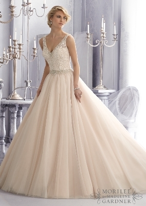 Wedding Dress - Mori Lee Bridal FALL 2014 Collection: 2684 - Crystal Beaded Embroidery Trims Venice Lace on this Tulle Wedding Gown | MoriLee Bridal Gown