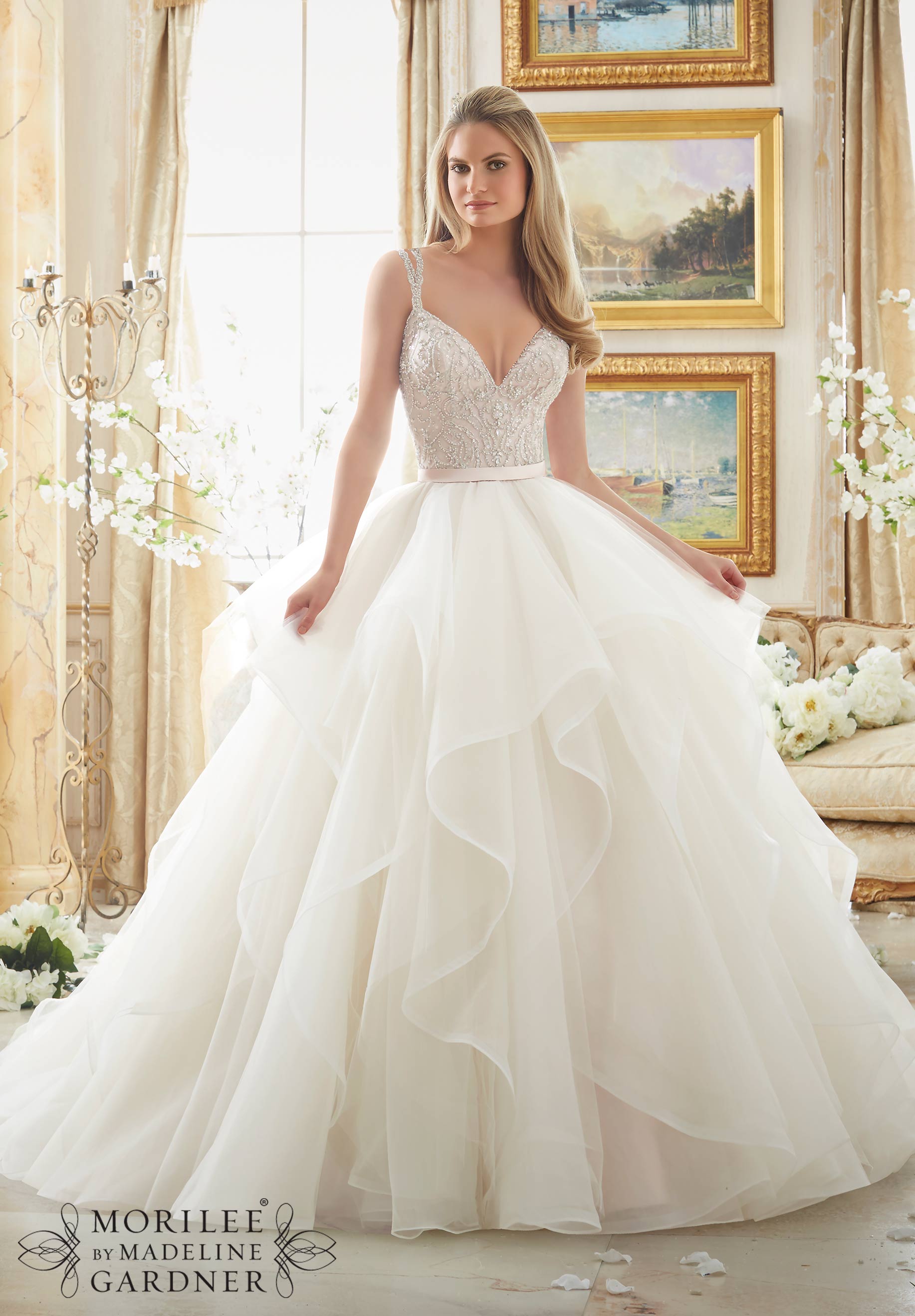 Wedding Dress Mori Lee Bridal FALL 2016 Collection 2887 Dazzling Beaded Bodice On Flounced