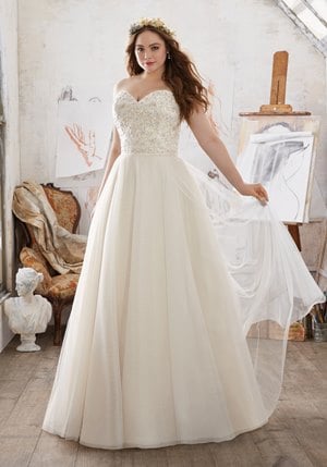 Wedding Dress - Mori Lee Julietta SPRING 2017 Collection: 3213 - Micaela - Delicately Beaded Embroidery on Soft Net | PlusSize Bridal Gown