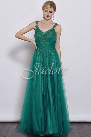 Special Occasion Dress - Jadore J3 Collection - J3057 - Tulle w/ sequence appliqué | Jadore Prom Gown