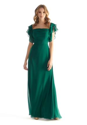 Bridesmaid Dress - Morilee Bridesmaids Collection: 31227 - Chiffon Bridesmaid Dress with Straight Neckline and Ruffle Sleeves | MoriLee Bridesmaids Gown