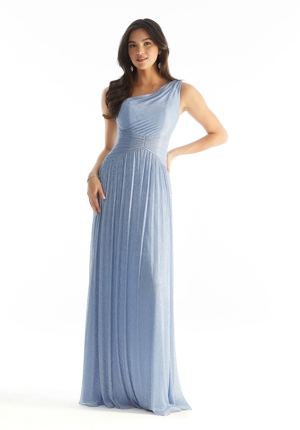 Special Occasion Dress - Morilee Bridesmaids Collection: 31240 - One Shoulder Pleated Shimmer Bridesmaid Dress with Asymmetric Waist | MoriLee Prom Gown