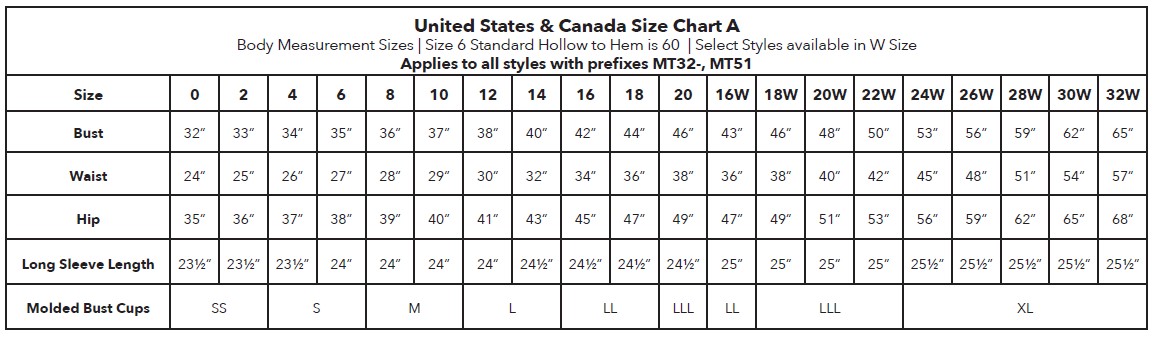 Martin Thornburg Size Chart